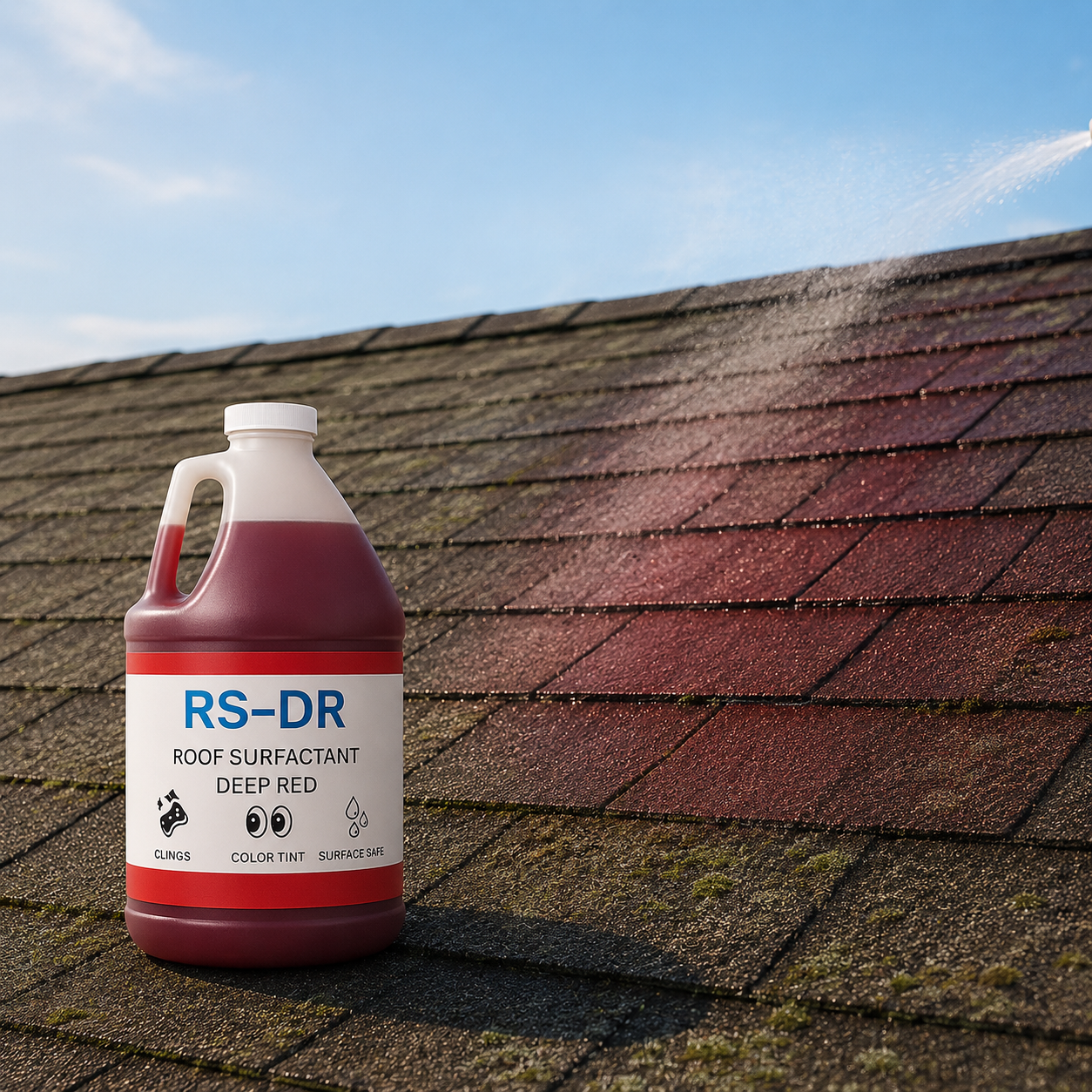 RS-DR Roof Surfactant – Deep Red | High-Cling Soft Wash Additive