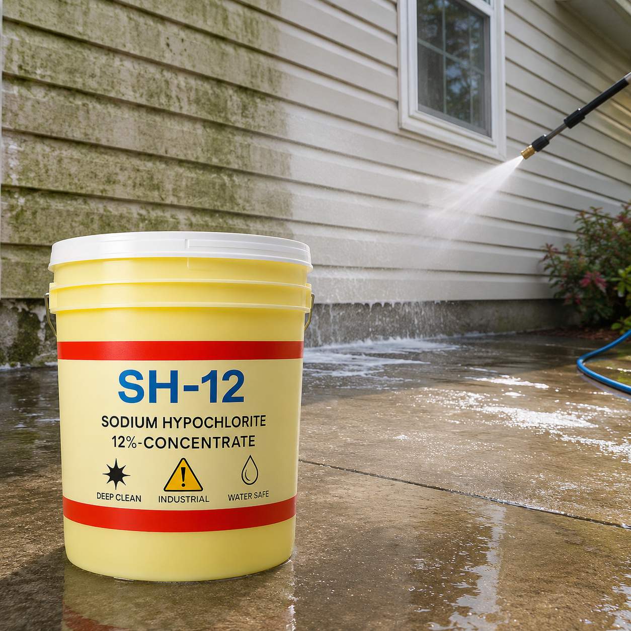 SH-12 Sodium Hypochlorite 12% – Professional Soft Wash Solution