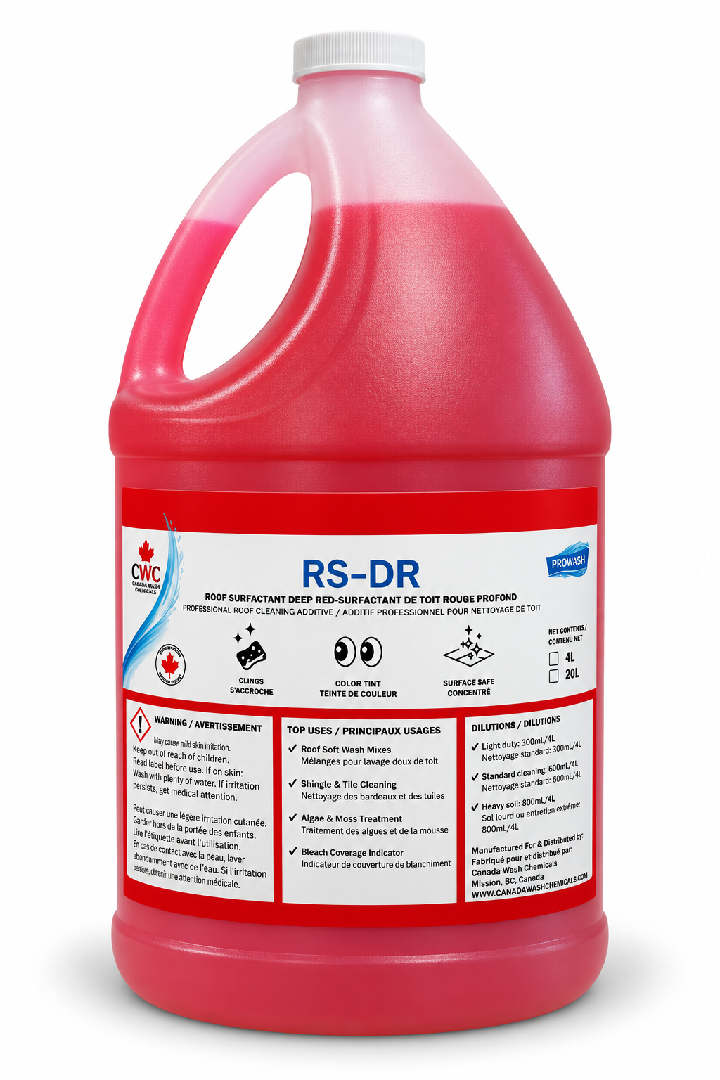RS-DR Roof Surfactant – Deep Red High-Cling Soft Wash