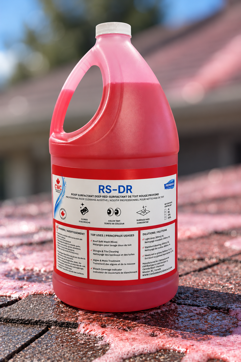 RS-DR Roof Surfactant – Deep Red High-Cling Soft Wash