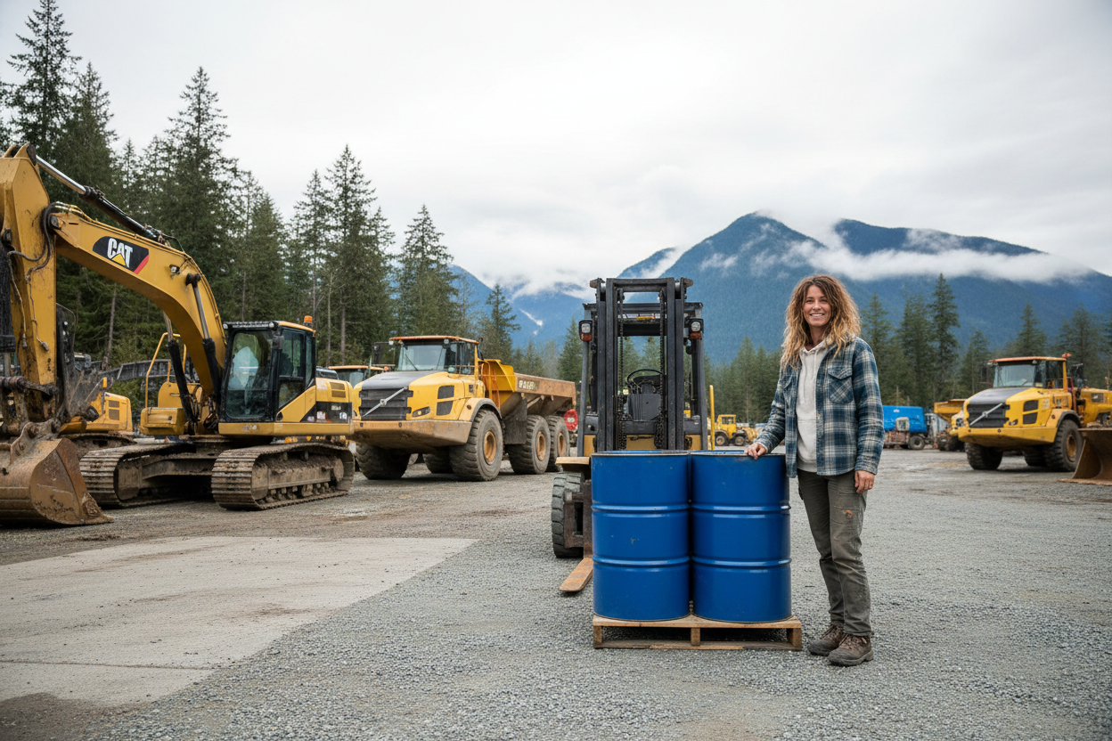 almost perfect, we need her the drums and the forklift to be on the right side of the picture